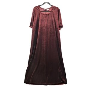 Burgundy Velvet Maxi‎ Dress Plus Size 18W Ruffle Trim Cottagecore Elegant